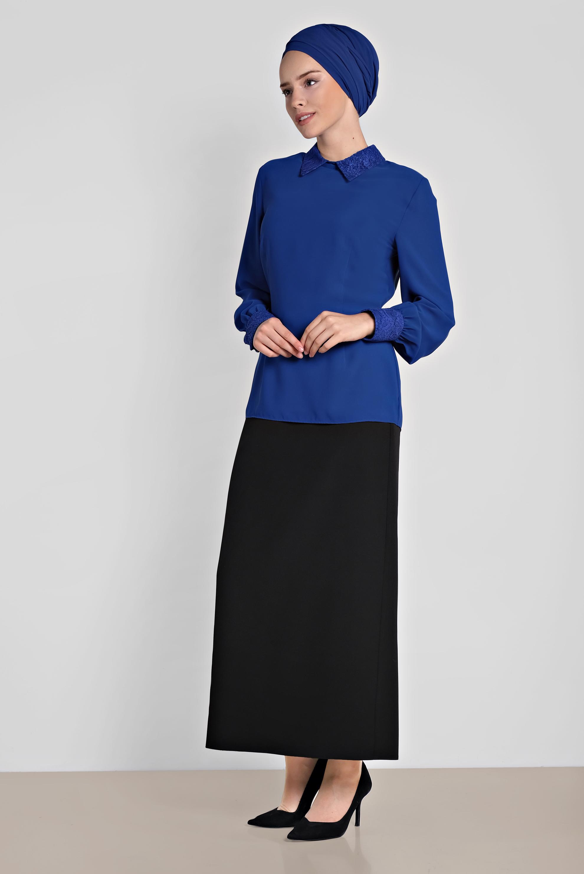 Tesettür giyim LACİVERT 4762 LORA BLUZ 38/46(38-40)