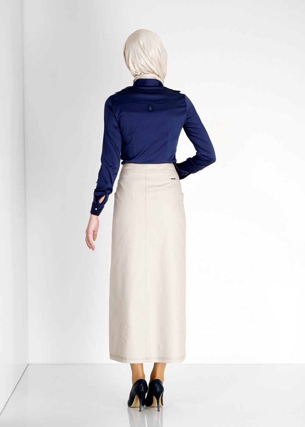 Tesettür giyim LACİVERT FERMUAR DETAYLI BLUZ 4768 