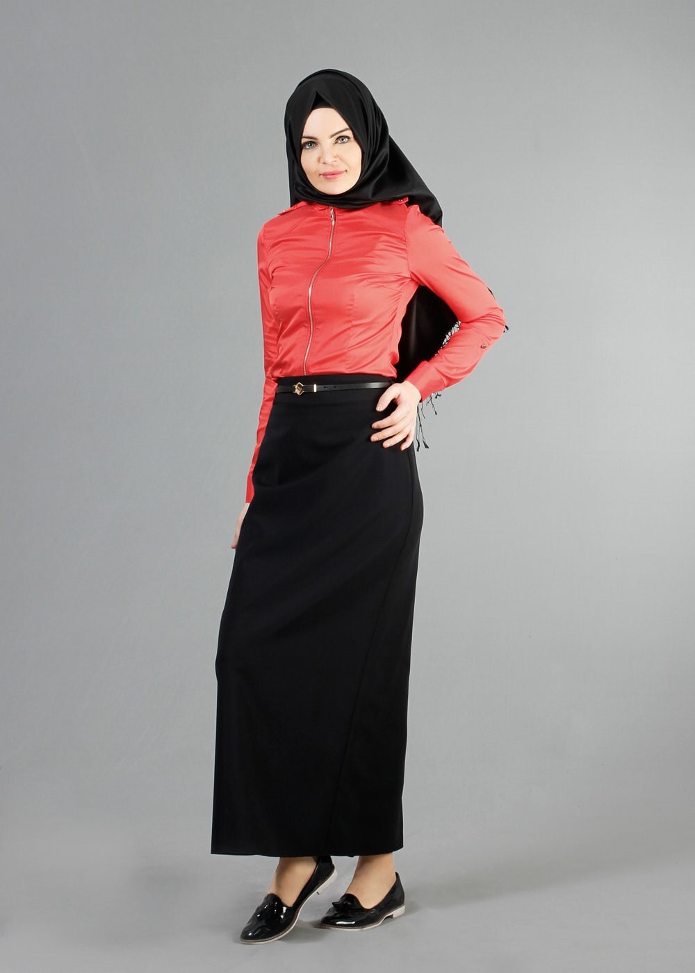 Tesettür giyim MERCAN FERMUAR DETAYLI BLUZ 4768 