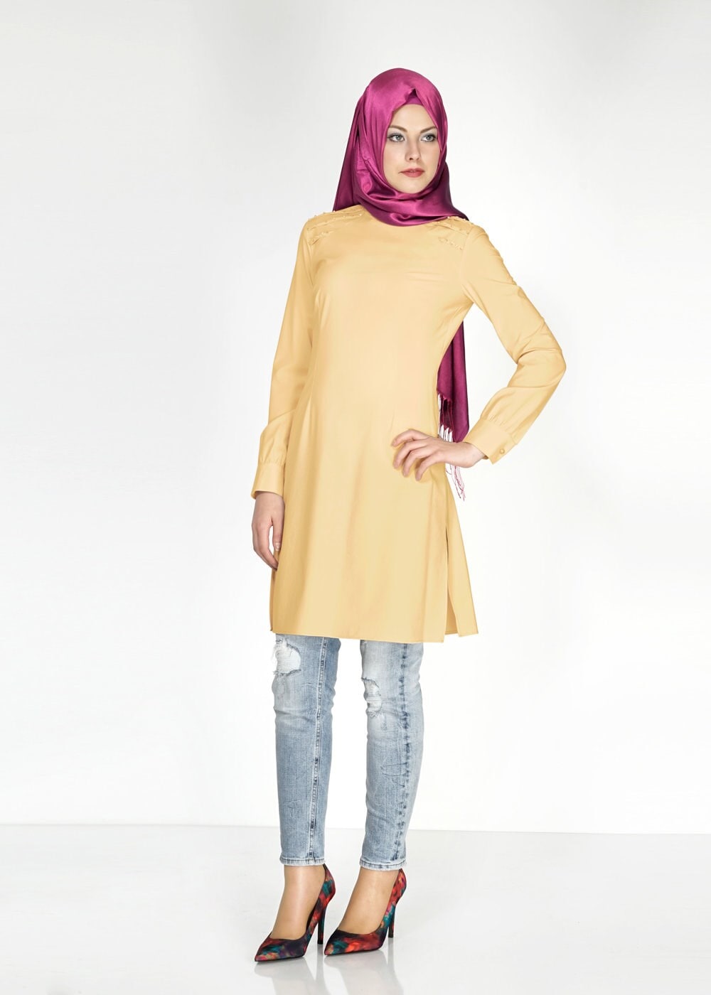 Tesettür giyim SARI 4778 Eleta Tesettür Tunik