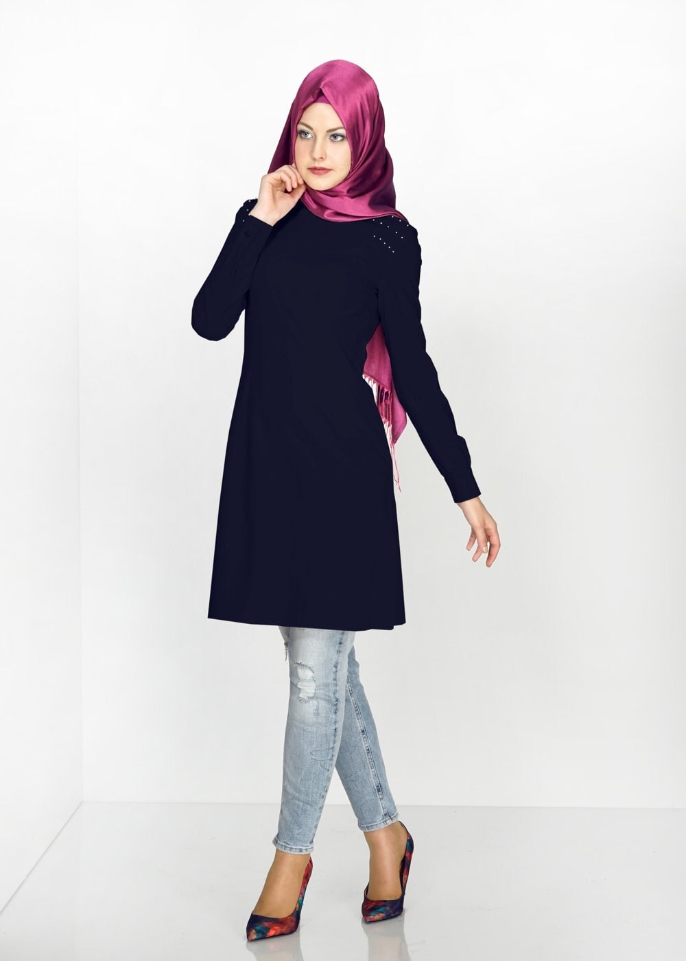 Tesettür giyim LACİVERT 4778 Eleta Tesettür Tunik