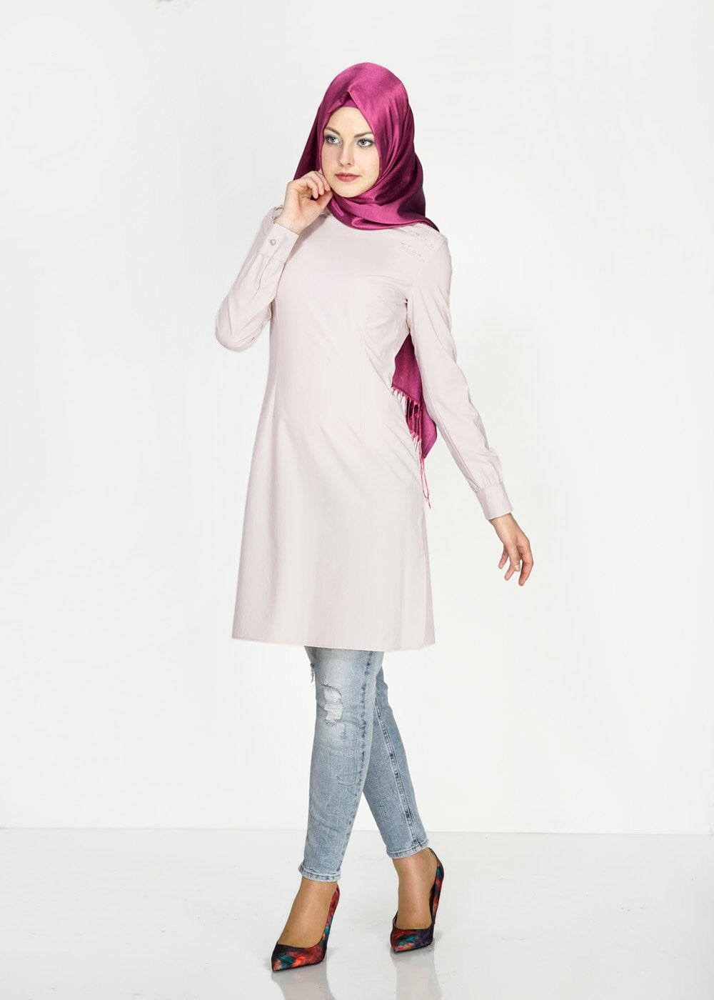 Tesettür giyim BEJ 4778 Eleta Tesettür Tunik