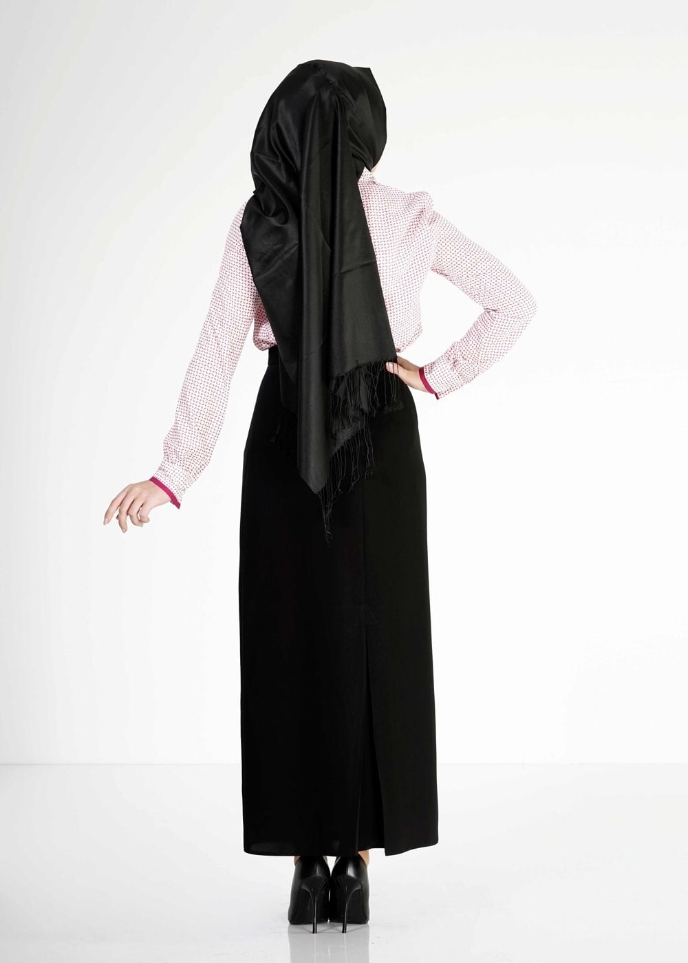 Tesettür giyim BEJ DESENLİ ŞERİT DETAYLI BLUZ 4816