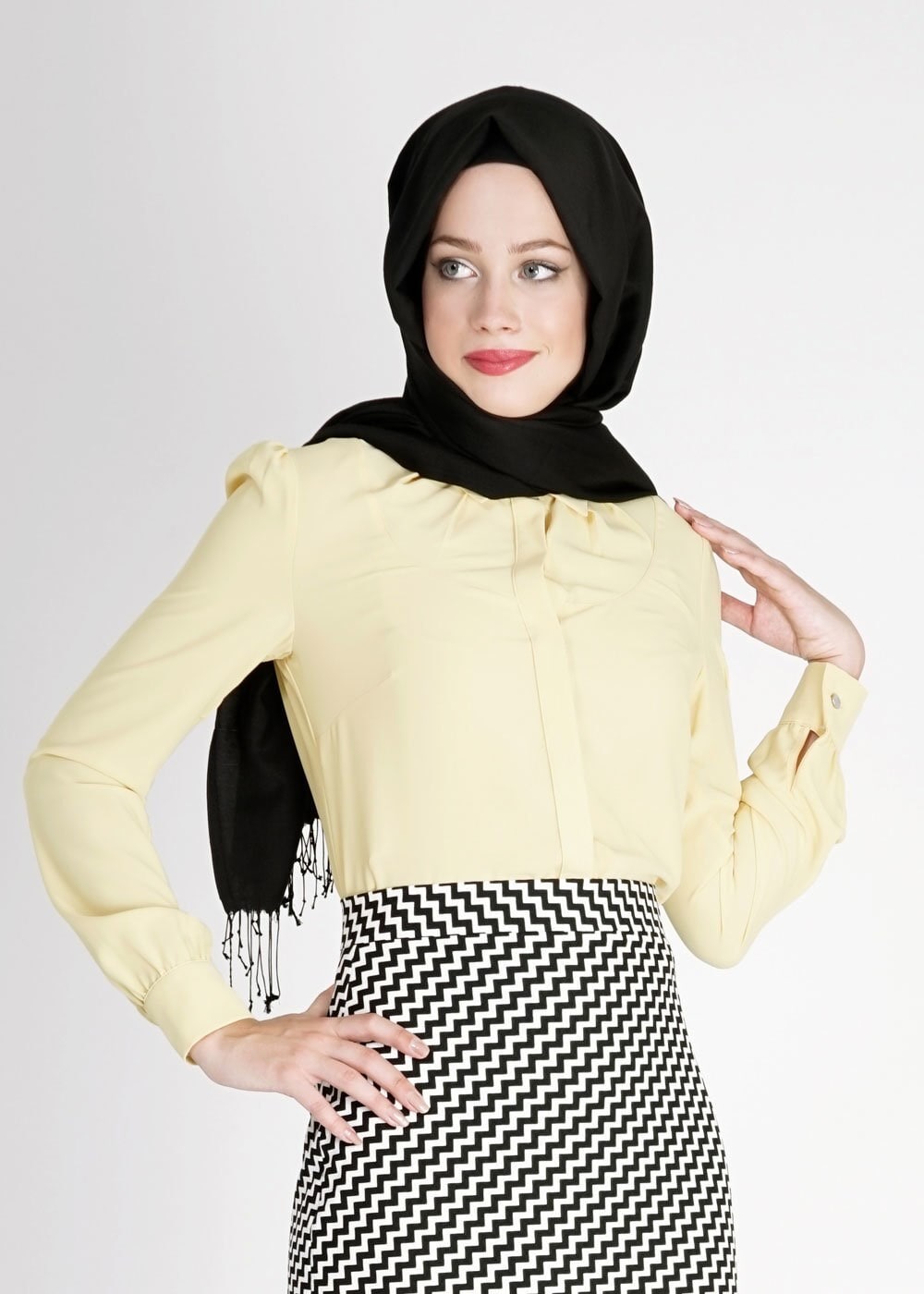 Tesettür giyim SARI 4885 Lora Tesettür Bluz