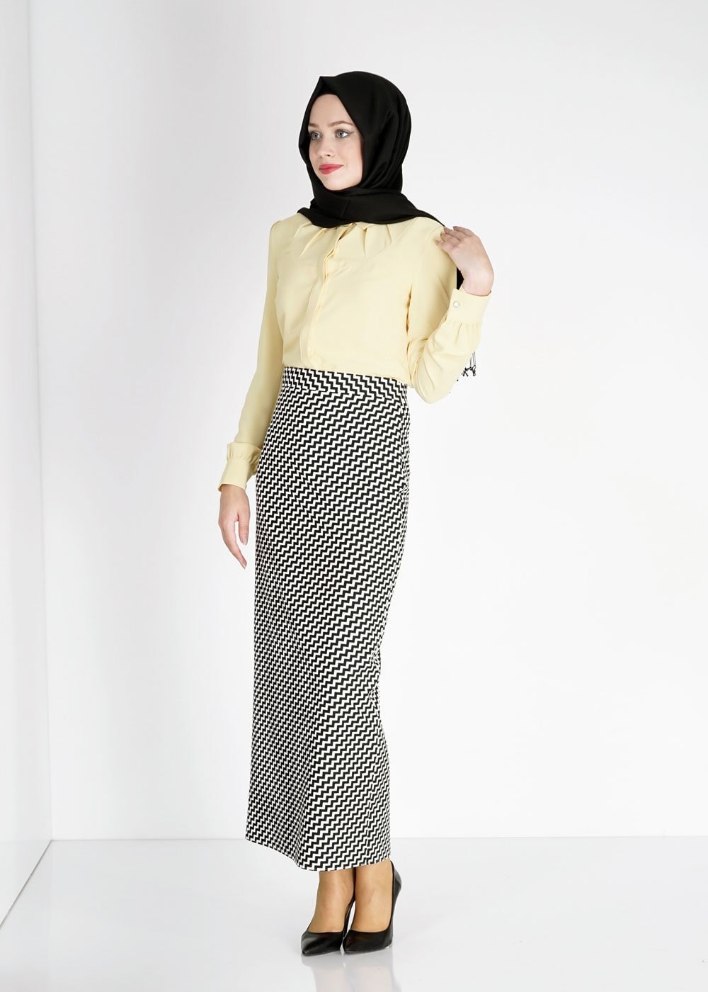 Tesettür giyim SARI 4885 Lora Tesettür Bluz