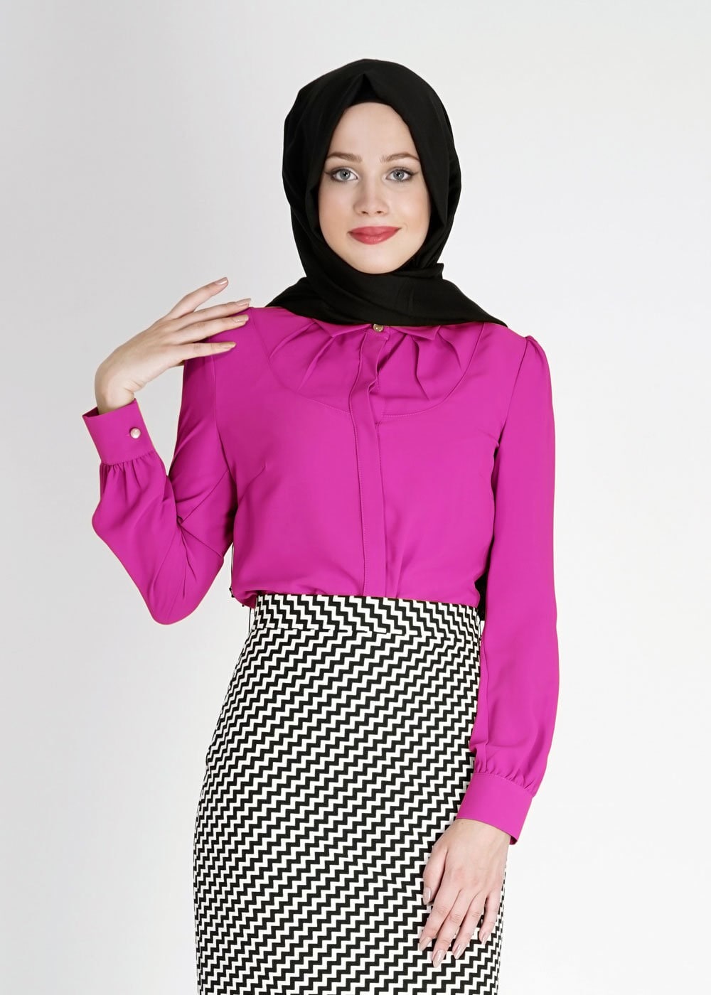 Tesettür giyim FUŞYA 4885 Lora Tesettür Bluz