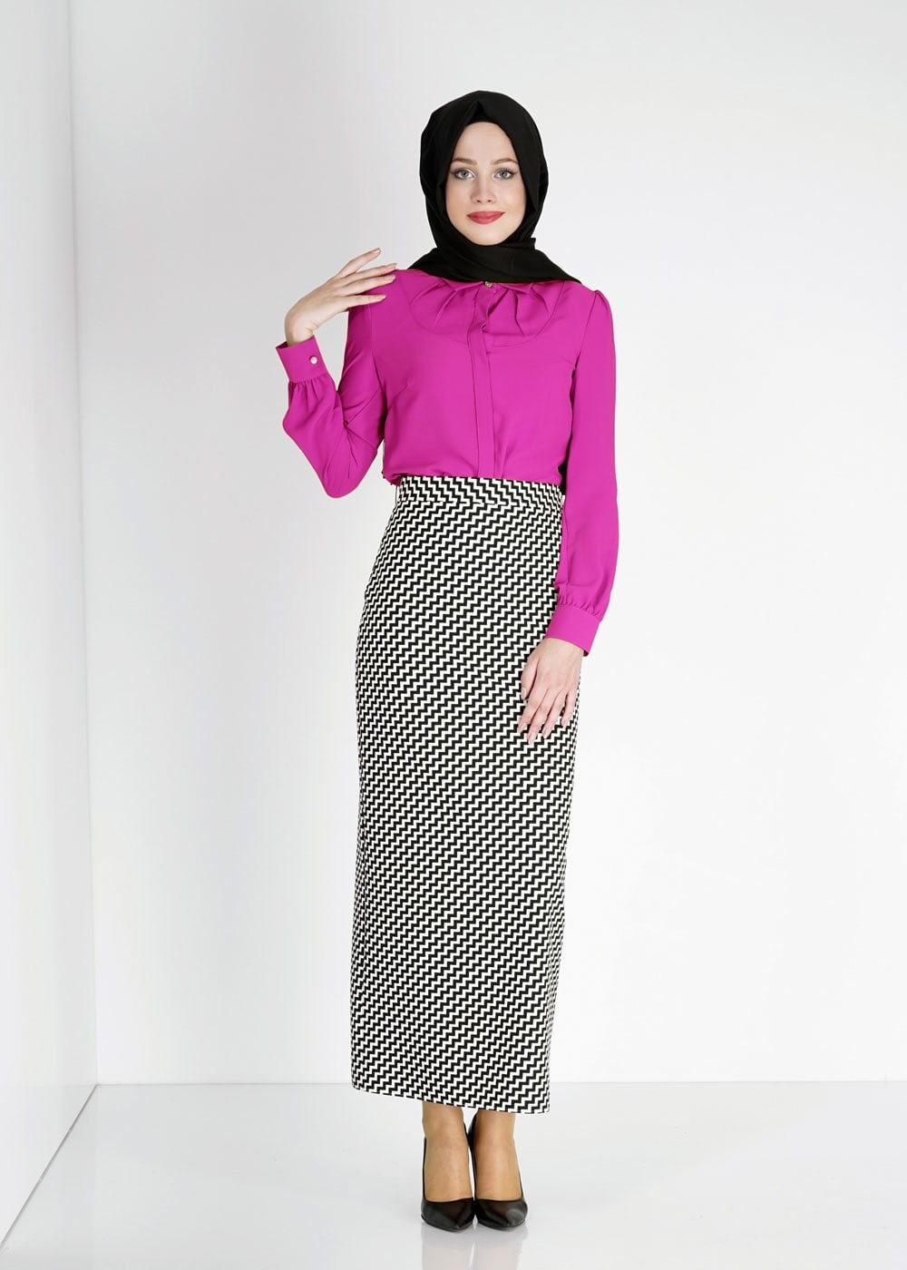 Tesettür giyim FUŞYA 4885 Lora Tesettür Bluz