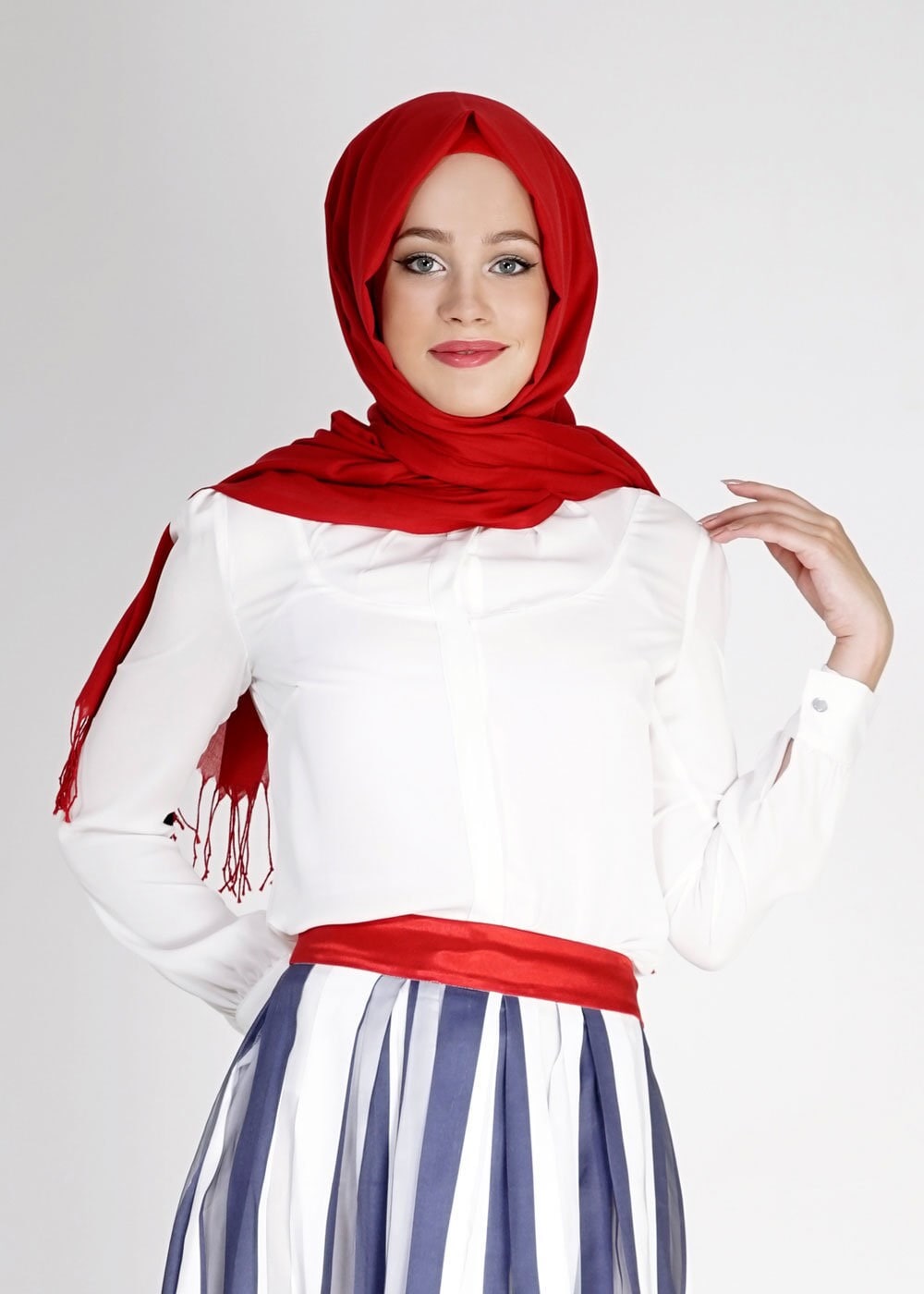 Tesettür giyim BEYAZ 4885 Lora Tesettür Bluz