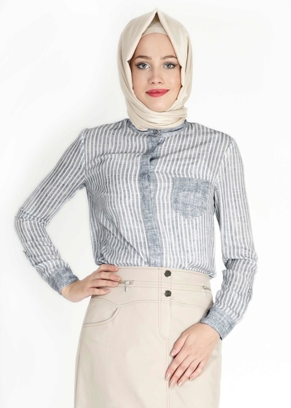 Tesettür giyim GRİ 4929 Maglia Tesettür Bluz