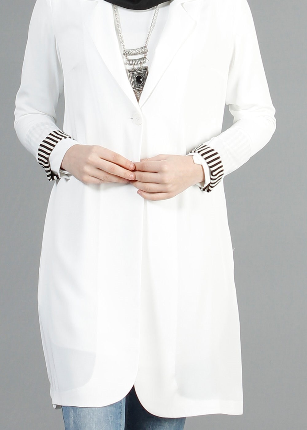 Tesettür giyim BEYAZ 4582 NAZENİN 6474 CEKET 36/44(38-40) TEK42