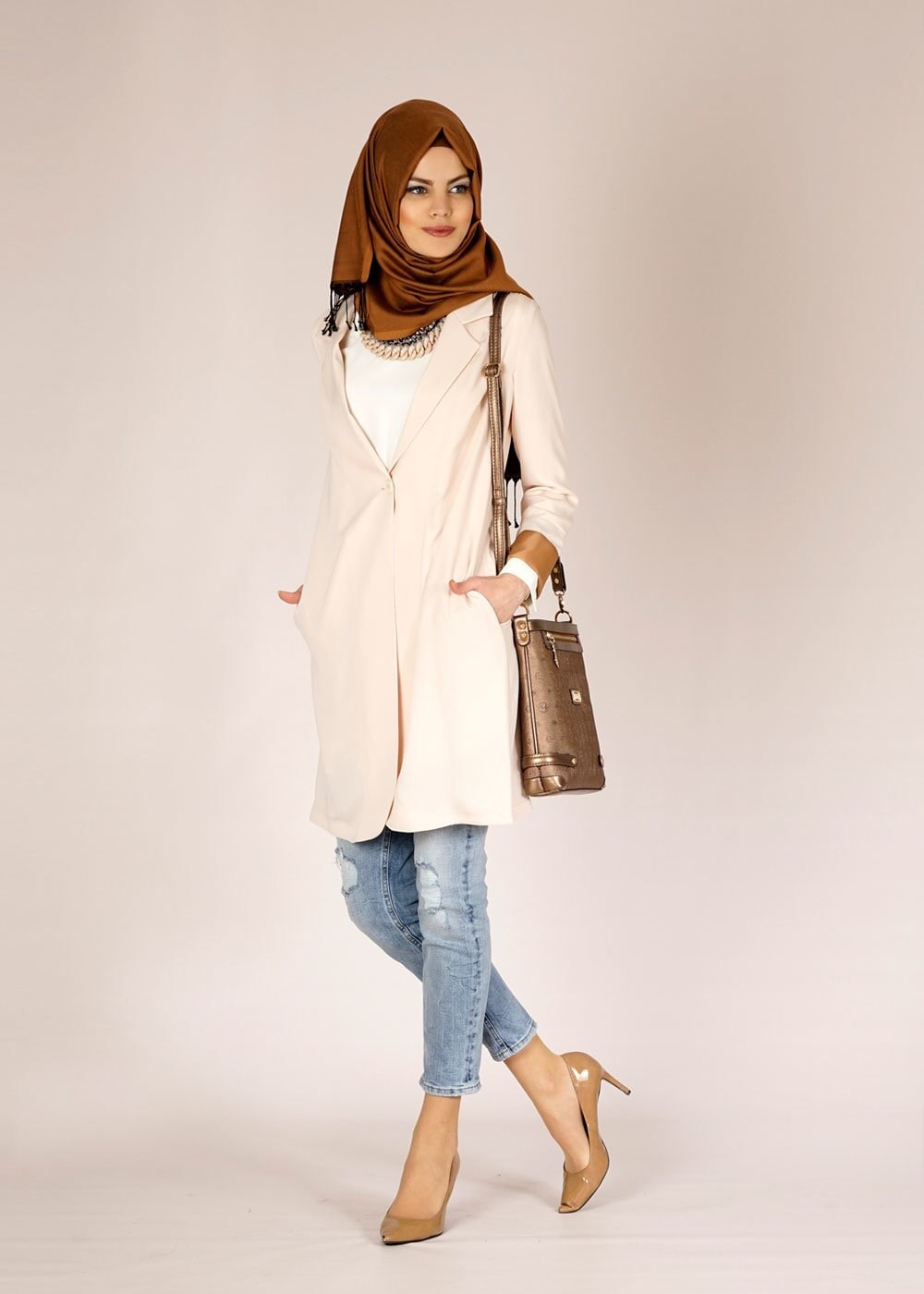 Tesettür giyim BEJ 4582 NAZENİN 6474 CEKET 36/44(38-40) TEK42