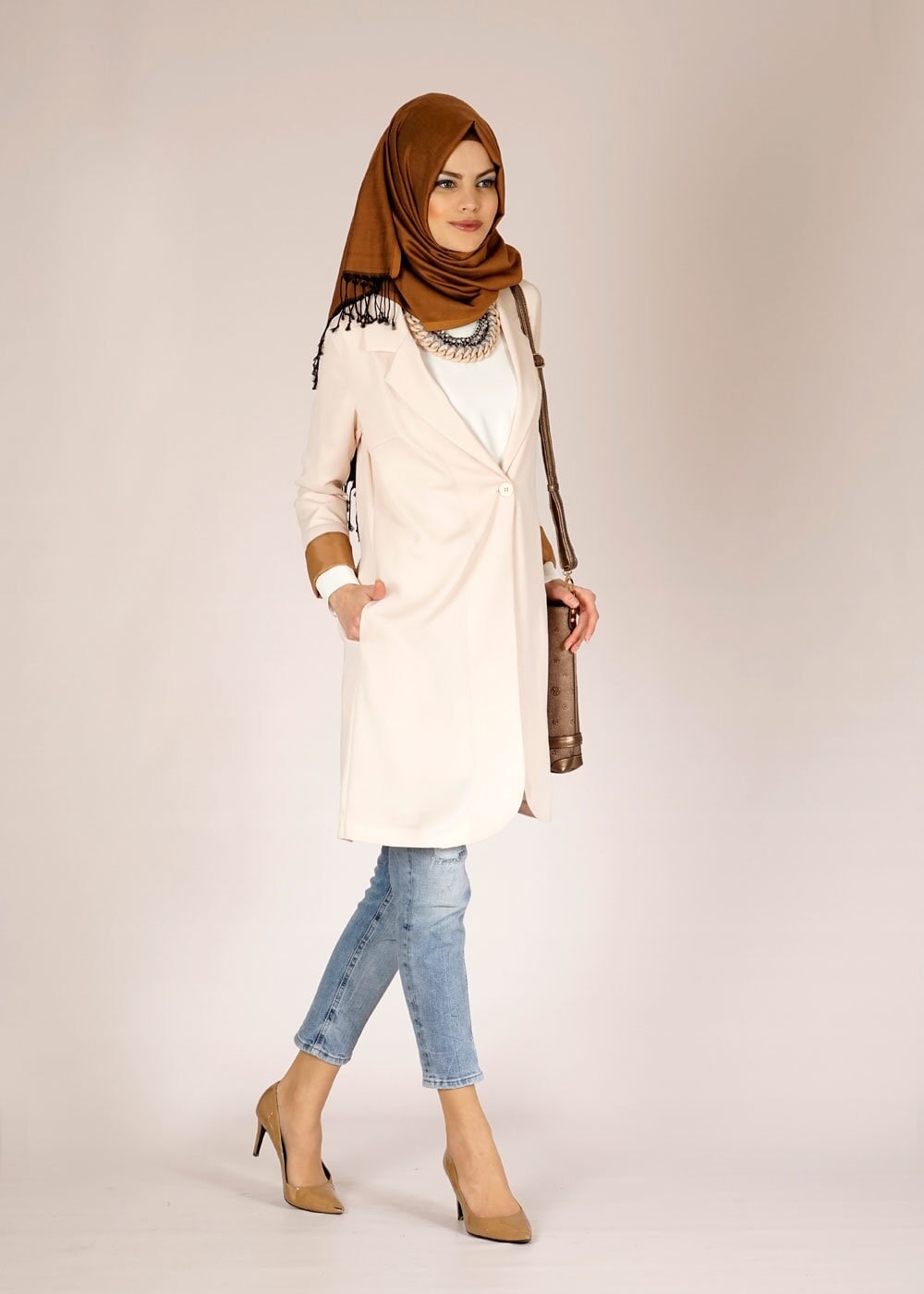 Tesettür giyim BEJ 4582 NAZENİN 6474 CEKET 36/44(38-40) TEK42