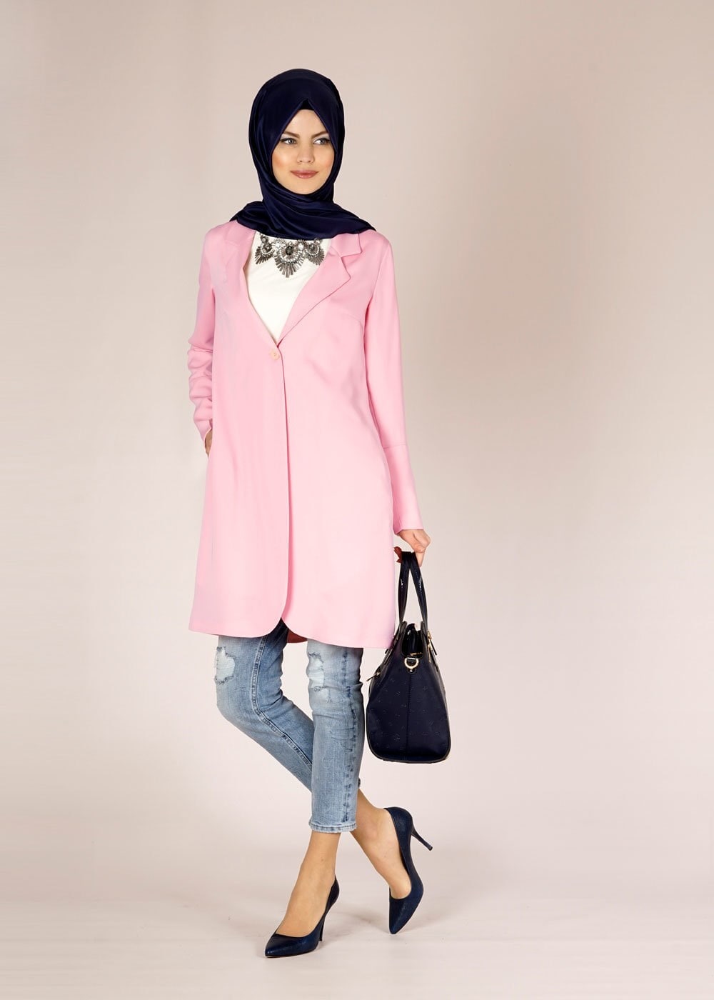Tesettür giyim PUDRA 4582 NAZENİN 6474 CEKET 36/44(38-40) TEK42