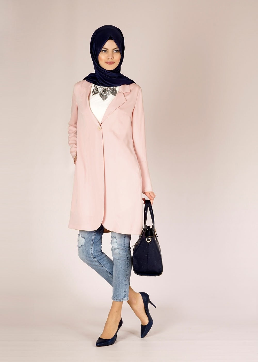 Tesettür giyim PUDRA 4582 NAZENİN 6474 CEKET 36/44(38-40) TEK42