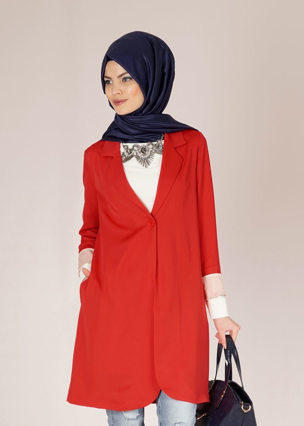 Tesettür giyim KIRMIZI 4582 NAZENİN 6474 CEKET 36/44(38-40) TEK42