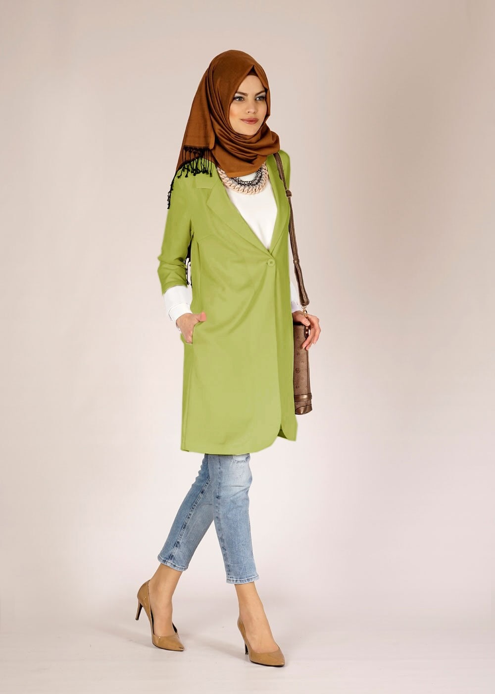 Tesettür giyim YEŞİL 4582 NAZENİN 6474 CEKET 36/44(38-40) TEK42