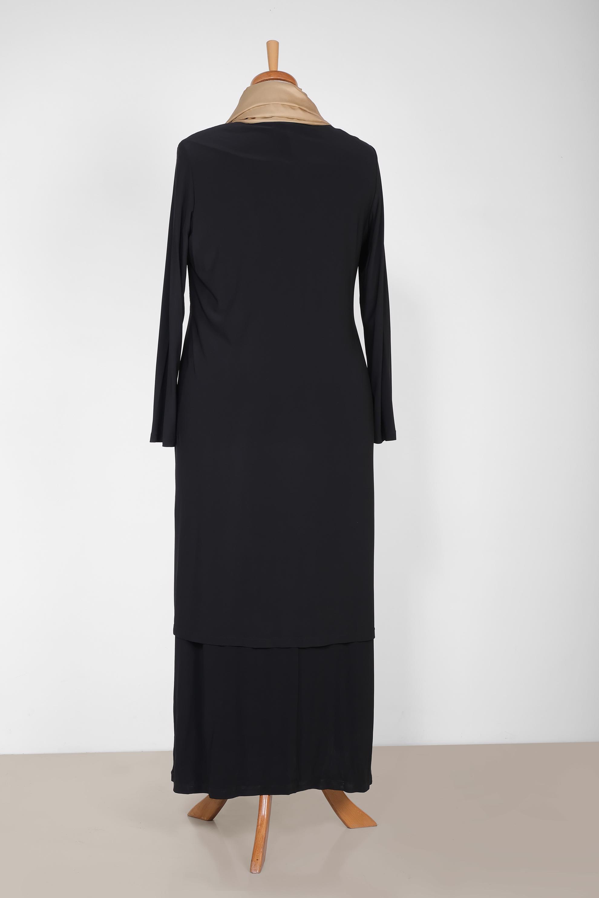 Tesettür giyim SİYAH 2519 Vizona 2Li Tesettür Elbise 46/52 TEK44