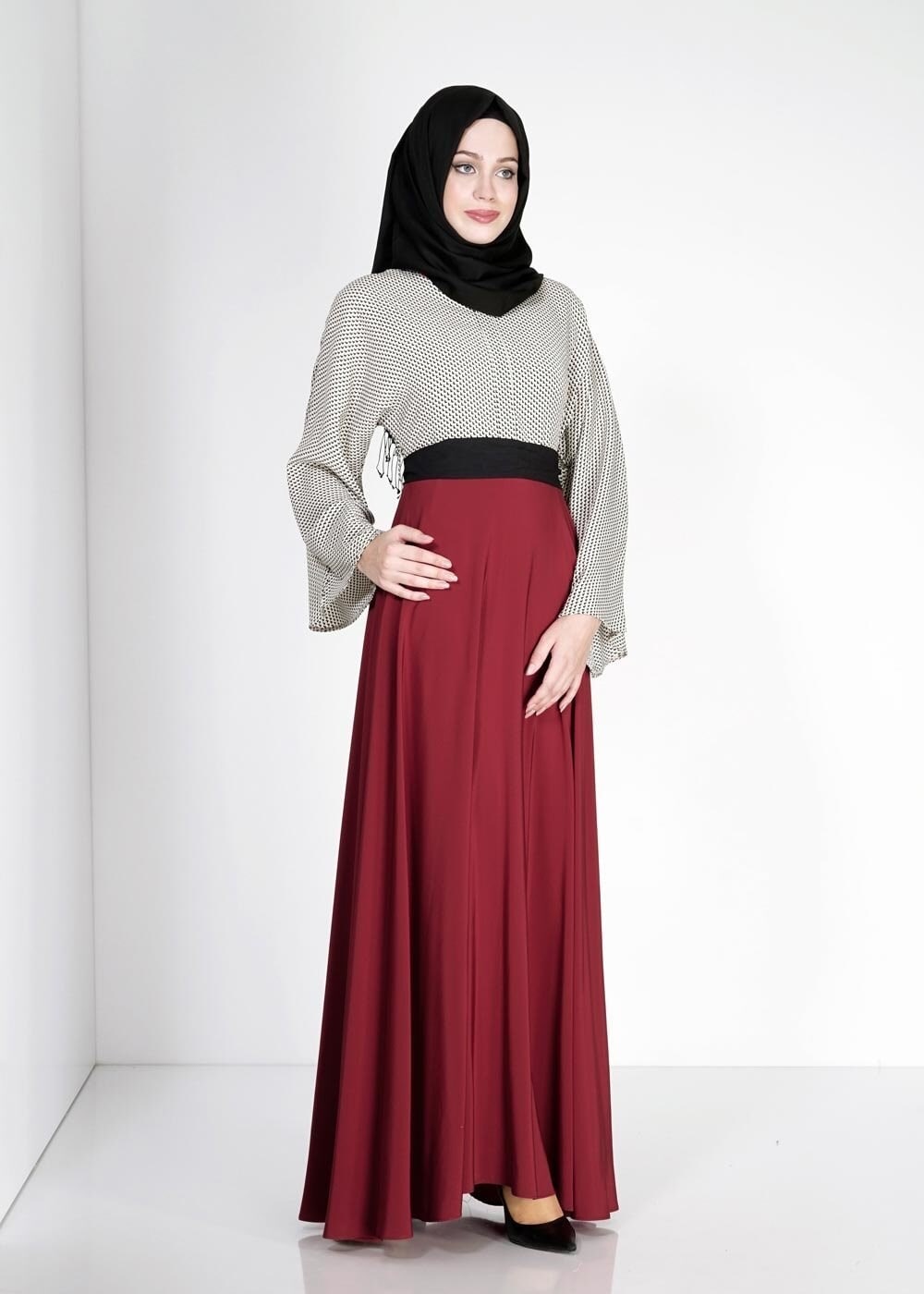 Tesettür giyim BEJ 4503 Emp. Krep 2068 Tesettür Elbise