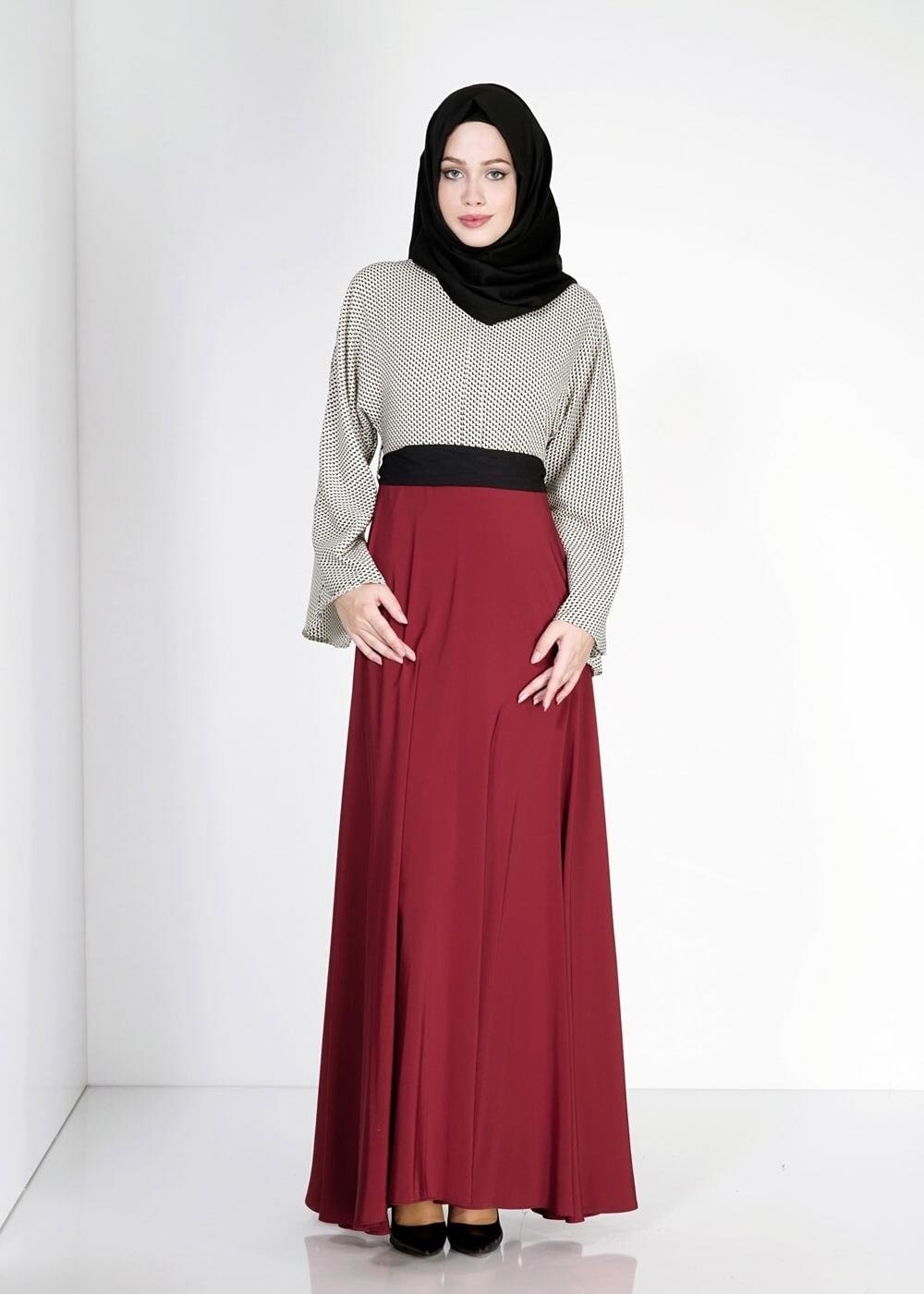 Tesettür giyim BEJ 4503 Emp. Krep 2068 Tesettür Elbise