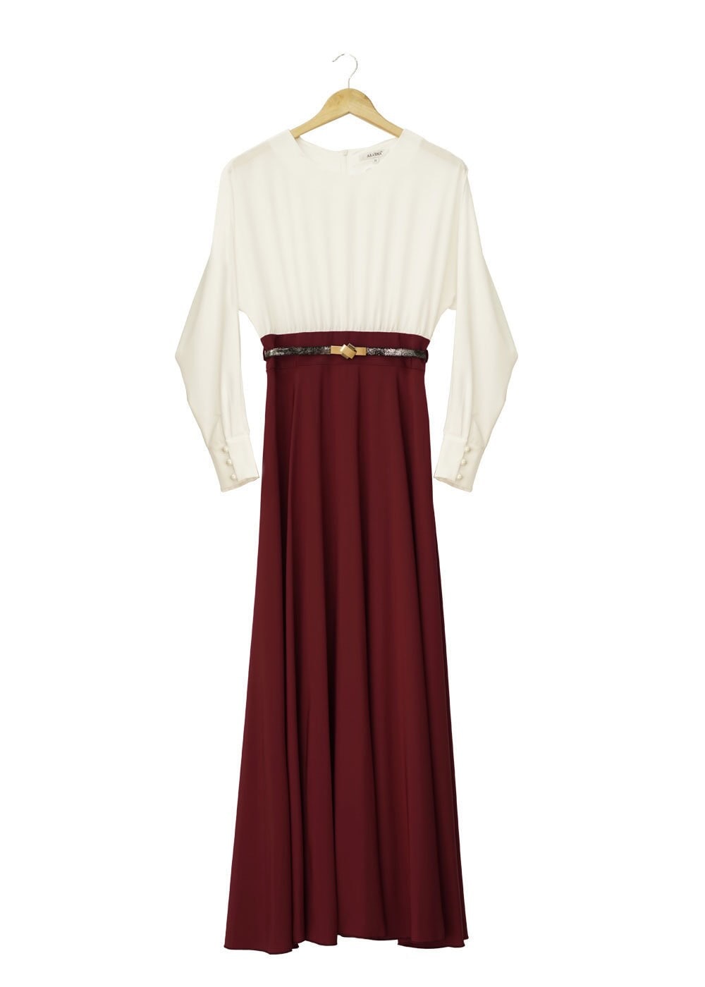 Tesettür giyim BORDO TESETTÜR ELBİSE 4504 