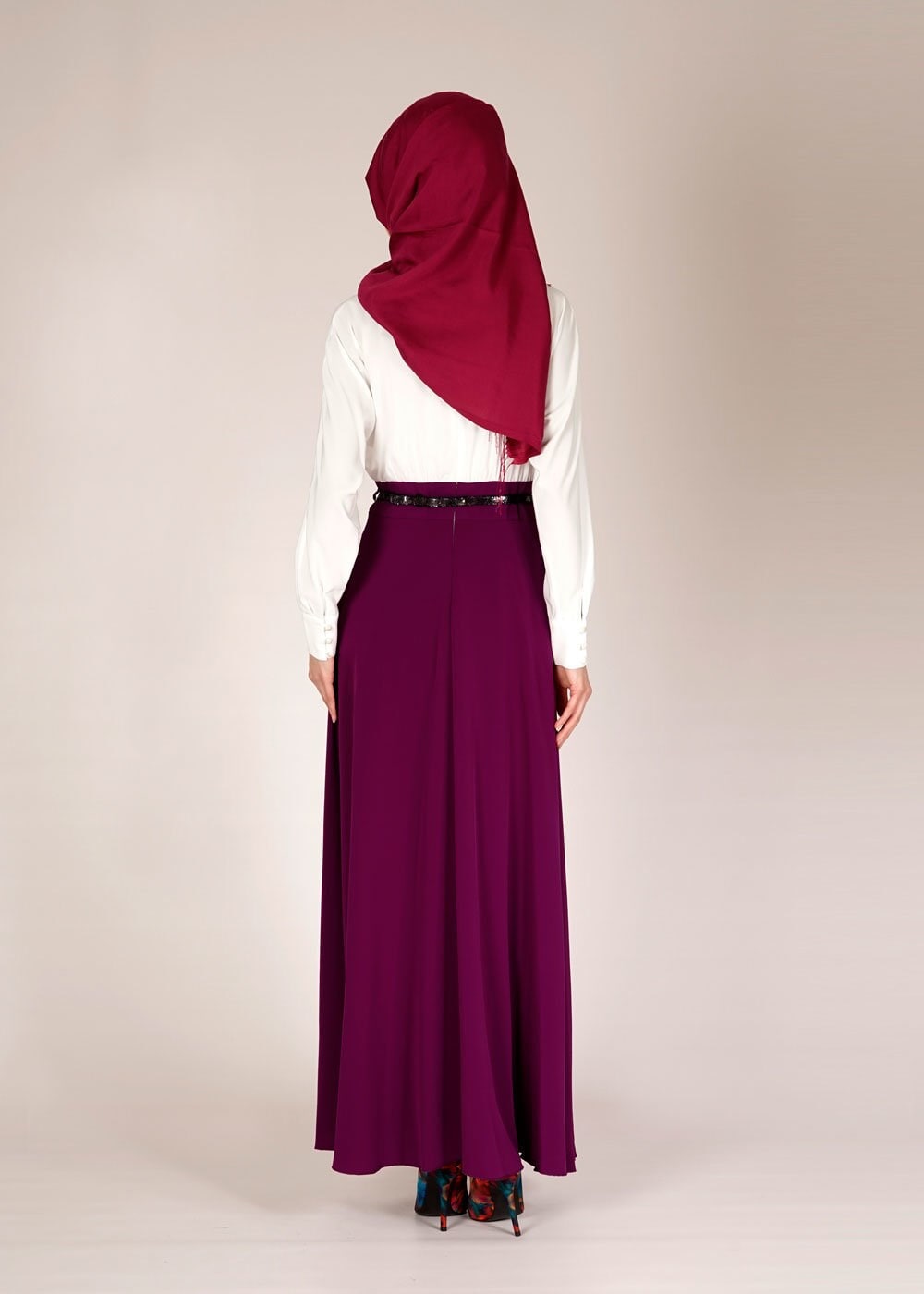 Tesettür giyim MOR TESETTÜR ELBİSE 4504 