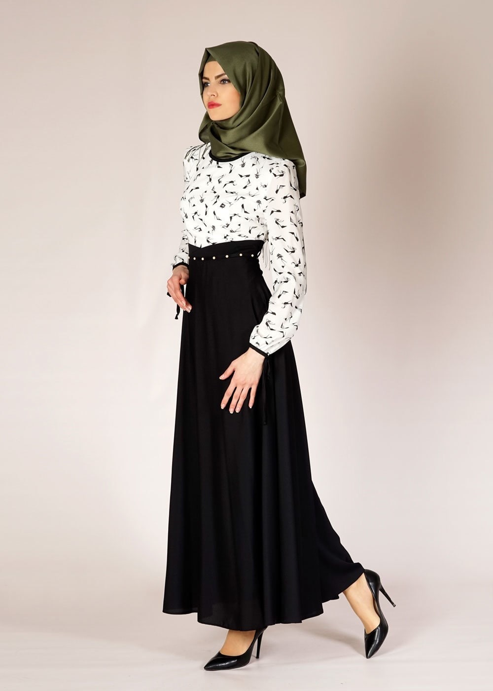 Tesettür giyim BEJ 4615 Rosa 8314 Tesettür Elbise