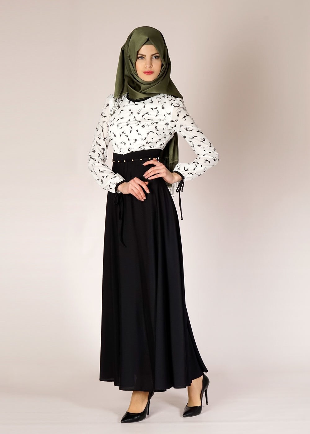 Tesettür giyim BEJ 4615 Rosa 8314 Tesettür Elbise