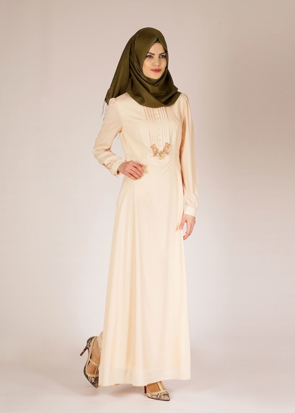 Tesettür giyim PUDRA 4655 Eliz Tesettür Elbise