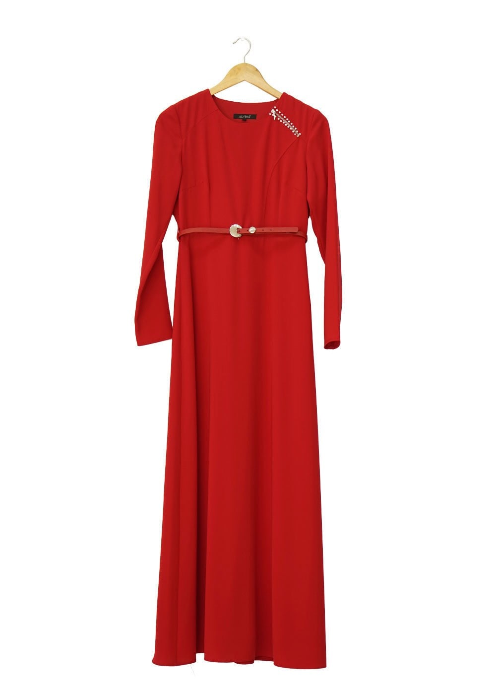 Tesettür giyim KIRMIZI 4686 Farah Tesettür Elbise