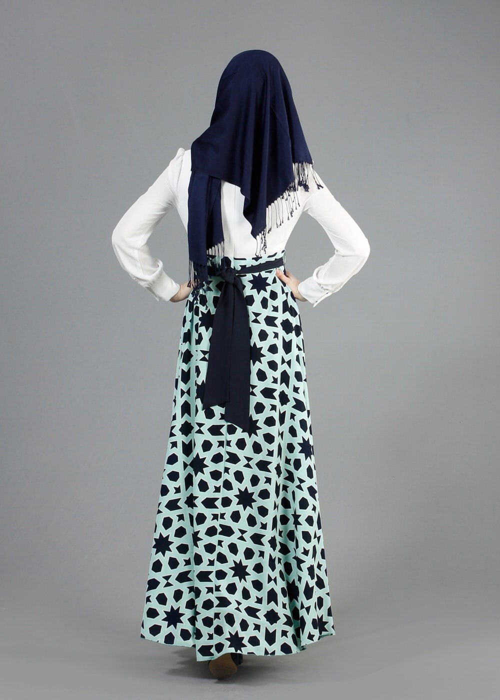 Tesettür giyim LACİVERT 4700 Como Des. Tesettür Elbise 38/44(38-40)