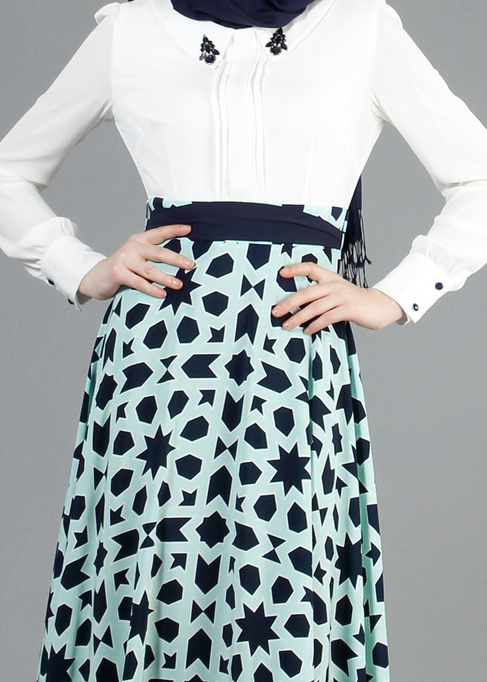 Tesettür giyim LACİVERT 4700 Como Des. Tesettür Elbise 38/44(38-40)