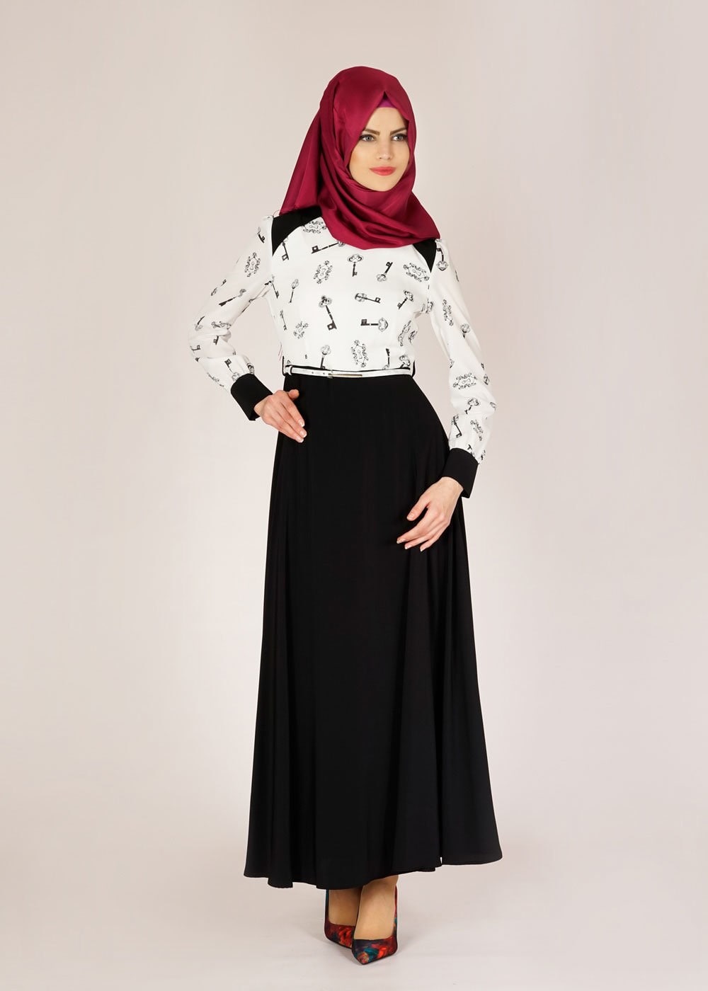 Tesettür giyim BEJ 4701 Rosa 8291 Tesettür Elbise