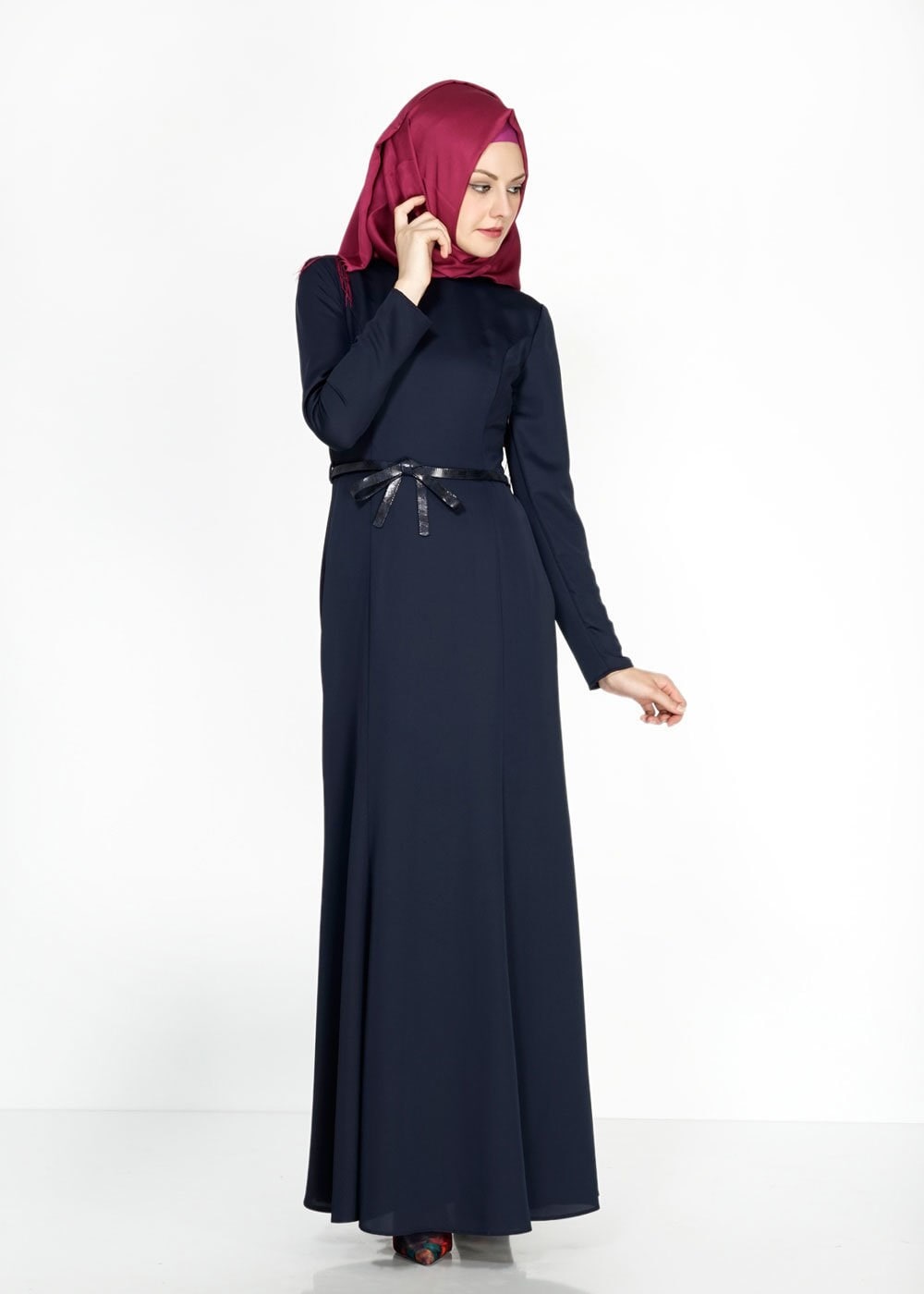 Tesettür giyim LACİVERT 4748 Nepal Tesettür Elbise