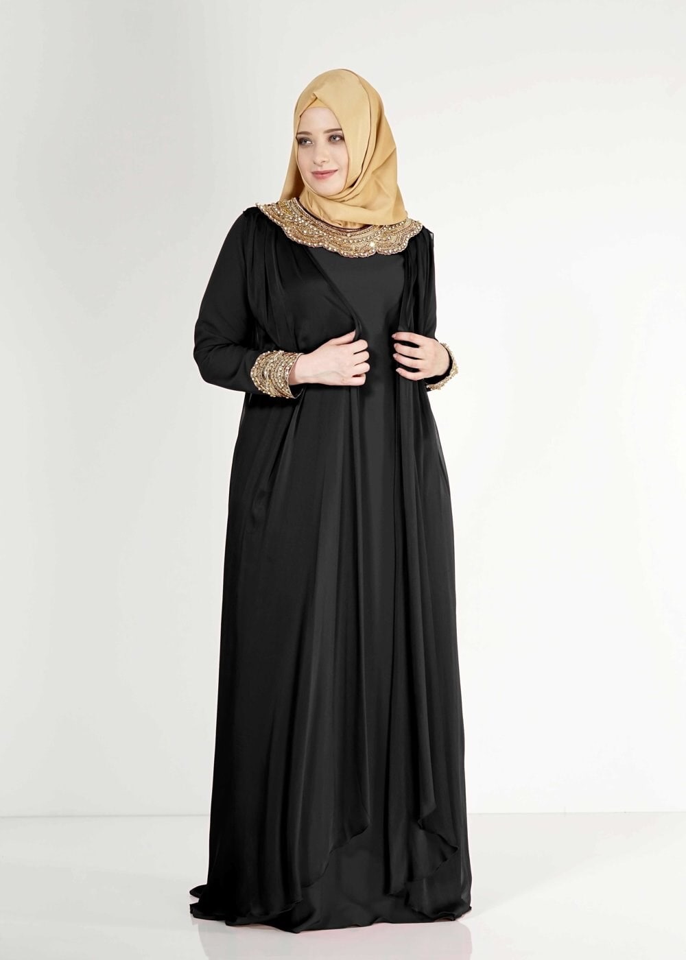 Hijab clothing BLACK 5109 Camila 2 li Tesettür Abiye
