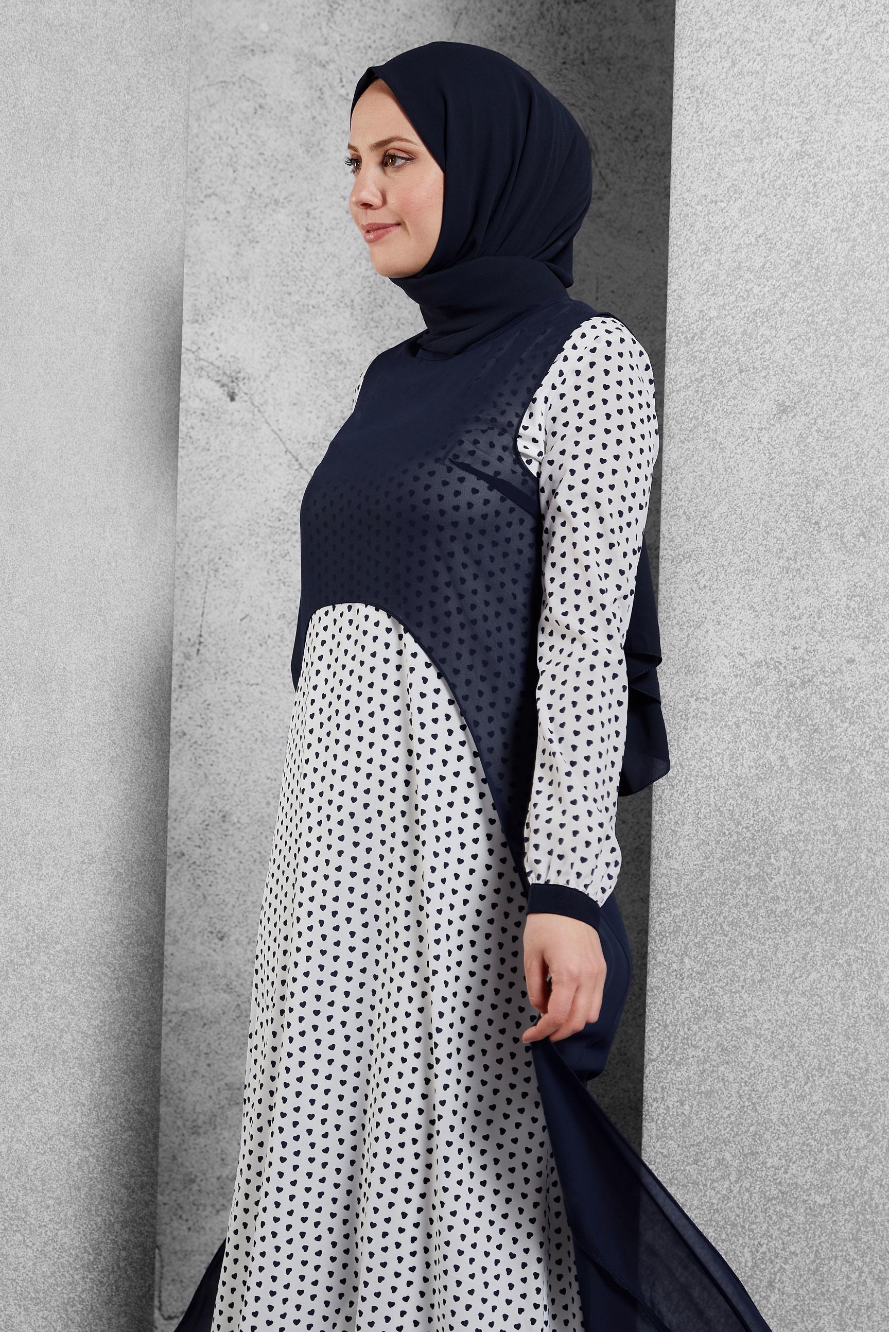 Tesettür giyim BEJ İKİLİ ELBİSELİ TAKIM 4955-1