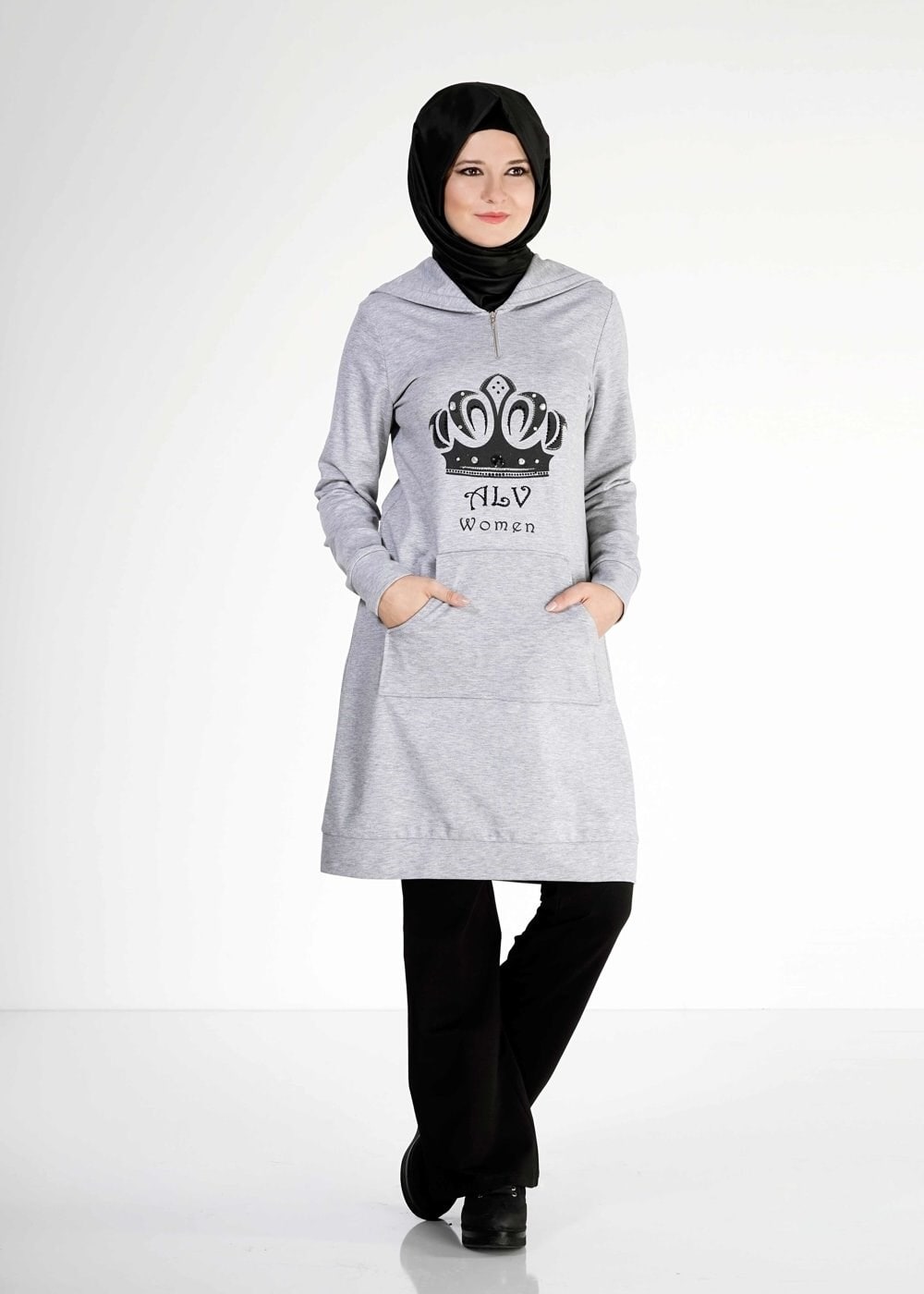 Tesettür giyim GRİ 4688 Hilda 2Li Eşofman Tk.