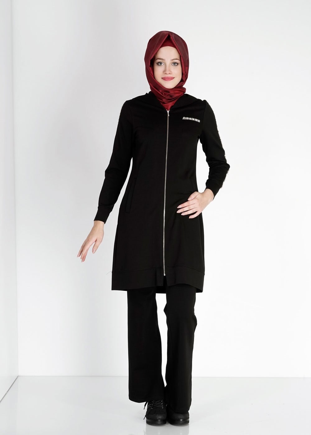 Tesettür giyim SİYAH 4705 Hilda 2li Pnt.Eşofman