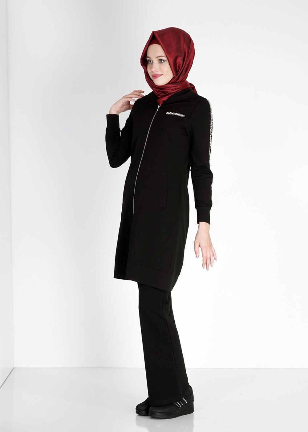 Tesettür giyim SİYAH 4705 Hilda 2li Pnt.Eşofman