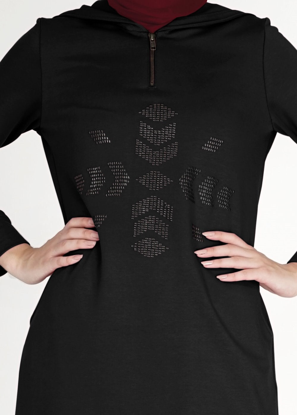 Tesettür giyim SİYAH 4752 Hilda Eşofman Tesettür Tunik