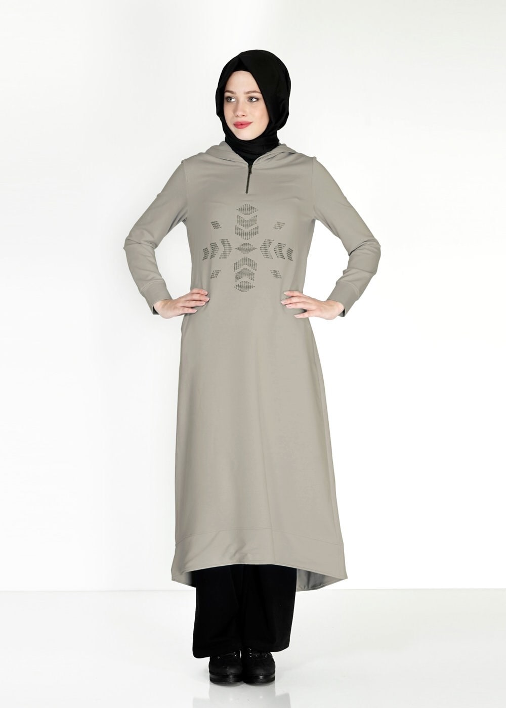 Tesettür giyim HAKİ 4752 Hilda Eşofman Tesettür Tunik