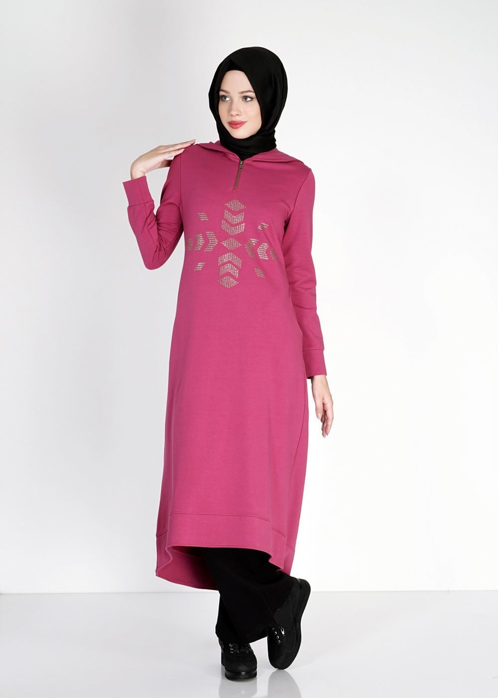 Tesettür giyim FUŞYA 4752 Hilda Eşofman Tesettür Tunik