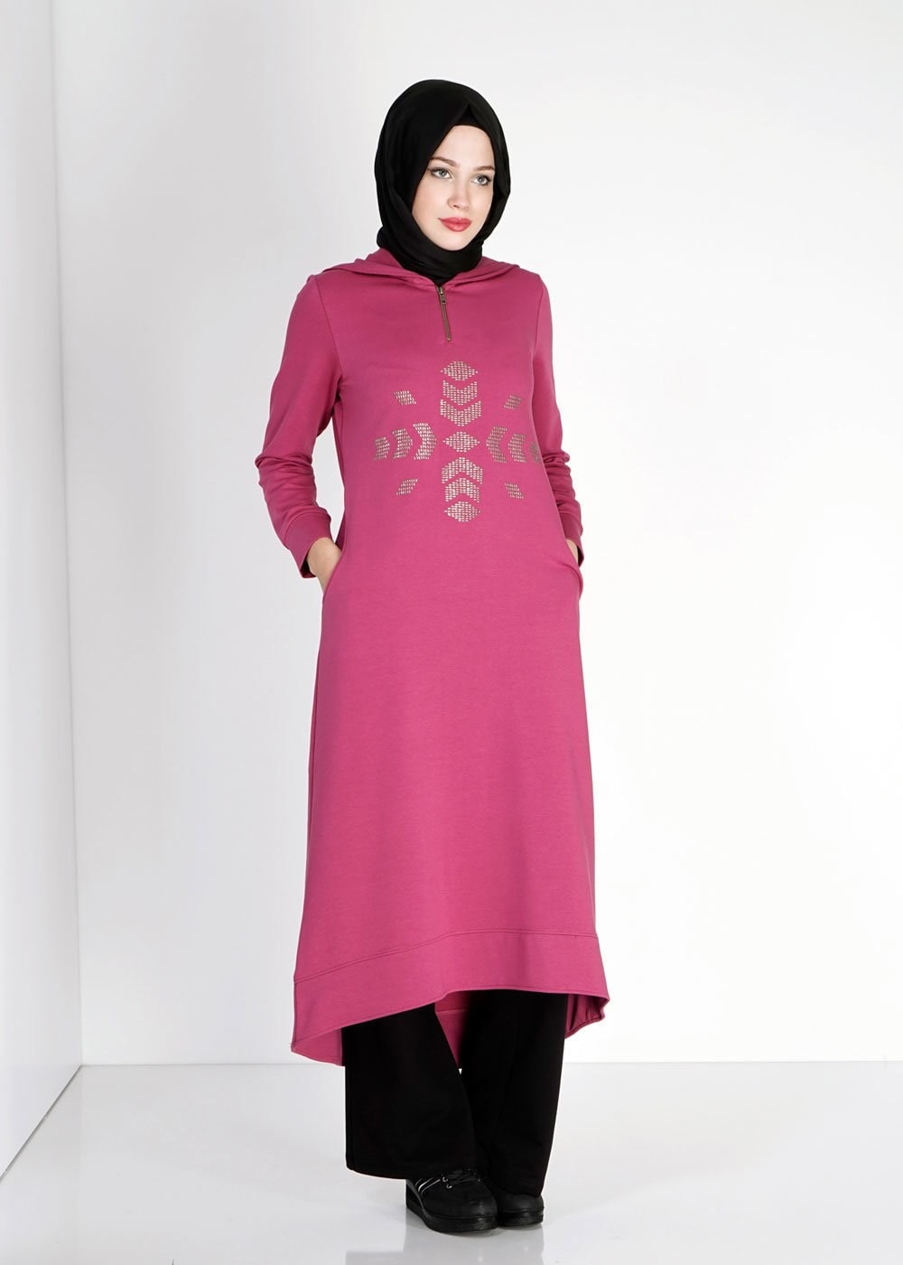 Tesettür giyim FUŞYA 4752 Hilda Eşofman Tesettür Tunik