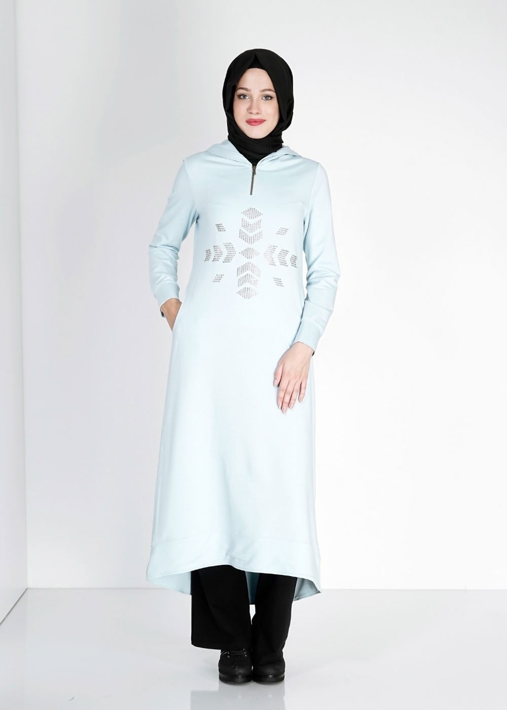 Tesettür giyim MAVİ 4752 Hilda Eşofman Tesettür Tunik