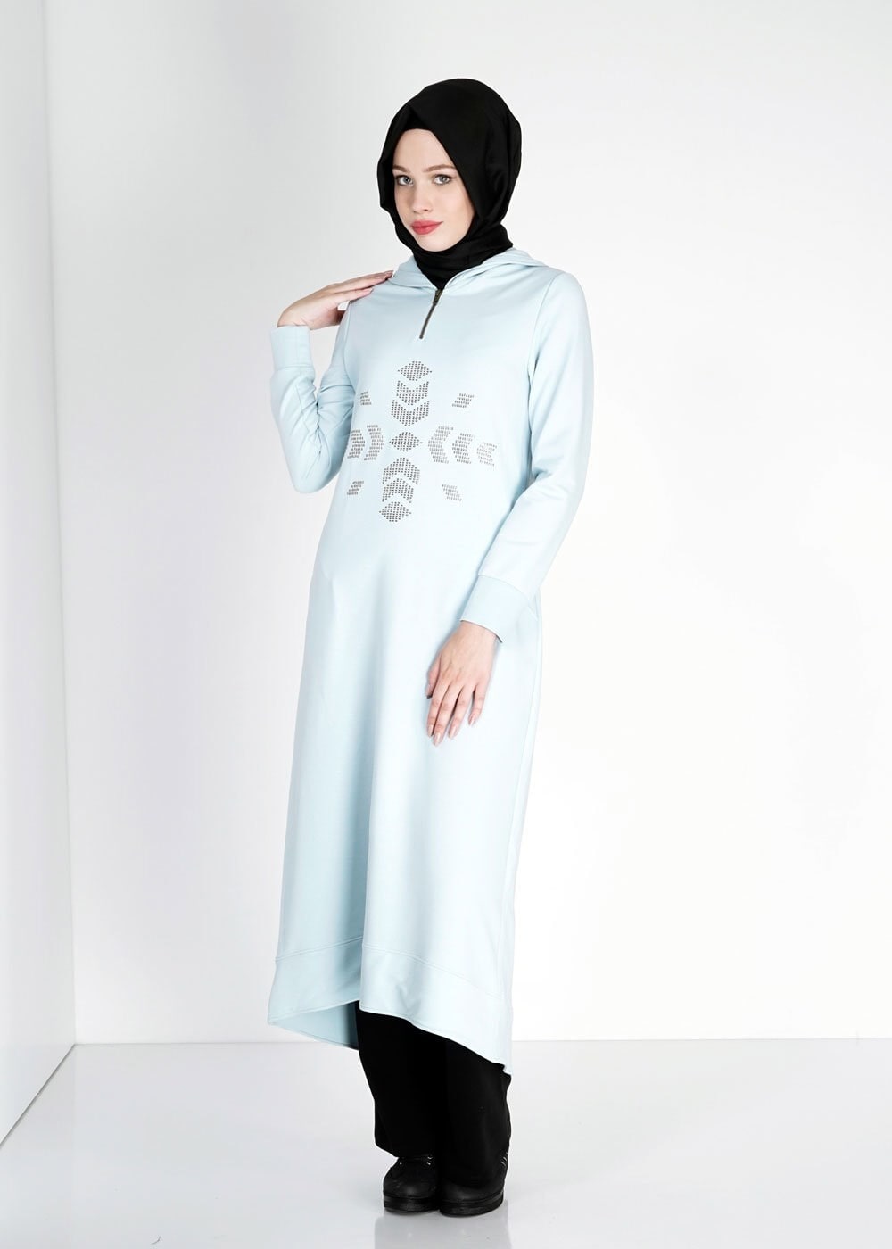 Tesettür giyim MAVİ 4752 Hilda Eşofman Tesettür Tunik