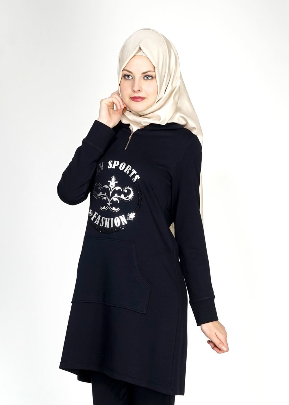 Tesettür giyim LACİVERT 4754 Hilda Eşofman Tunik