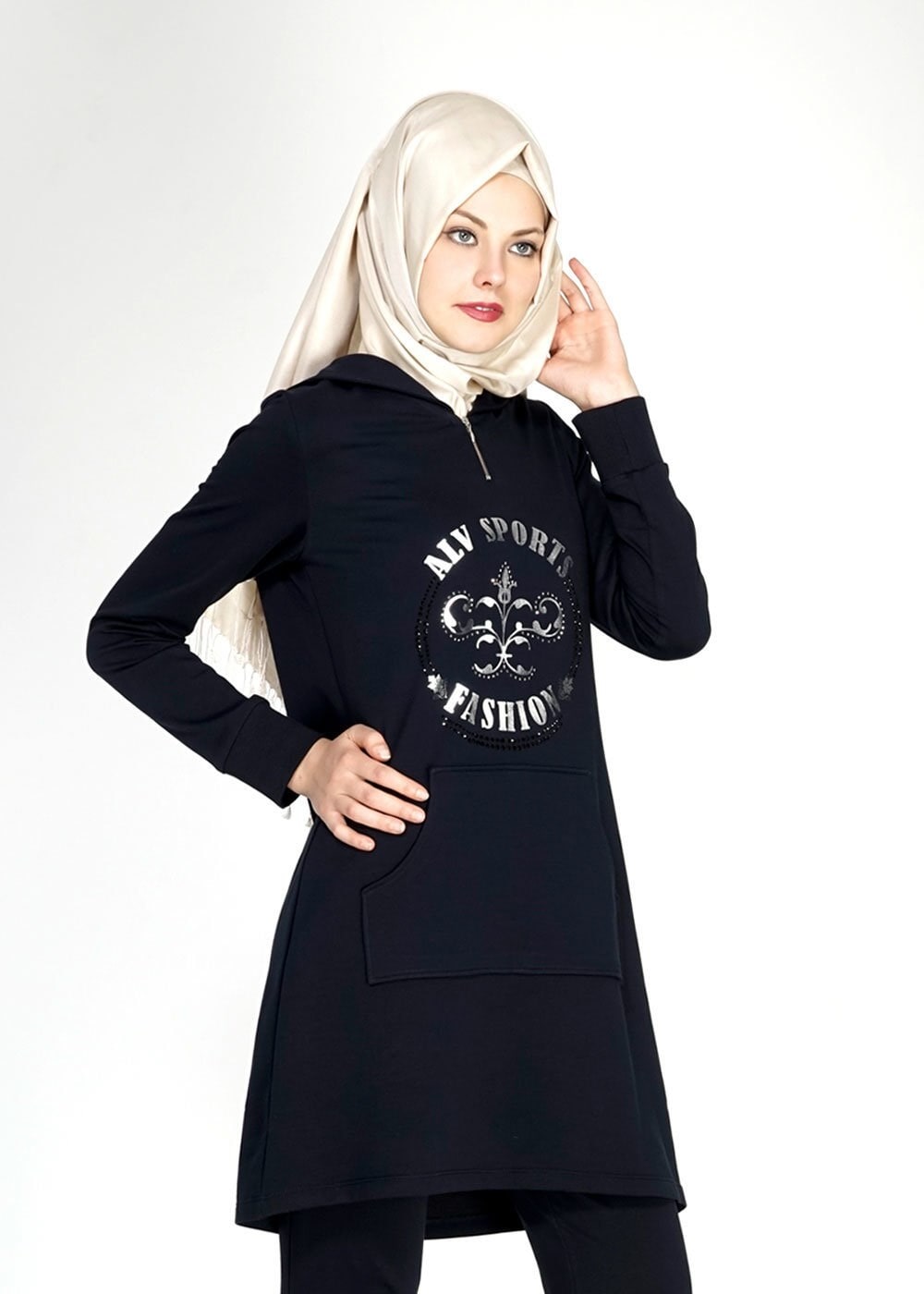 Tesettür giyim LACİVERT 4754 Hilda Eşofman Tunik