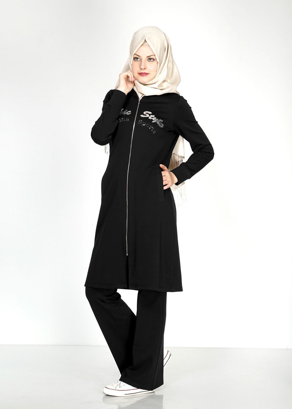 Tesettür giyim SİYAH 4755 Hilda Eşofman Takım