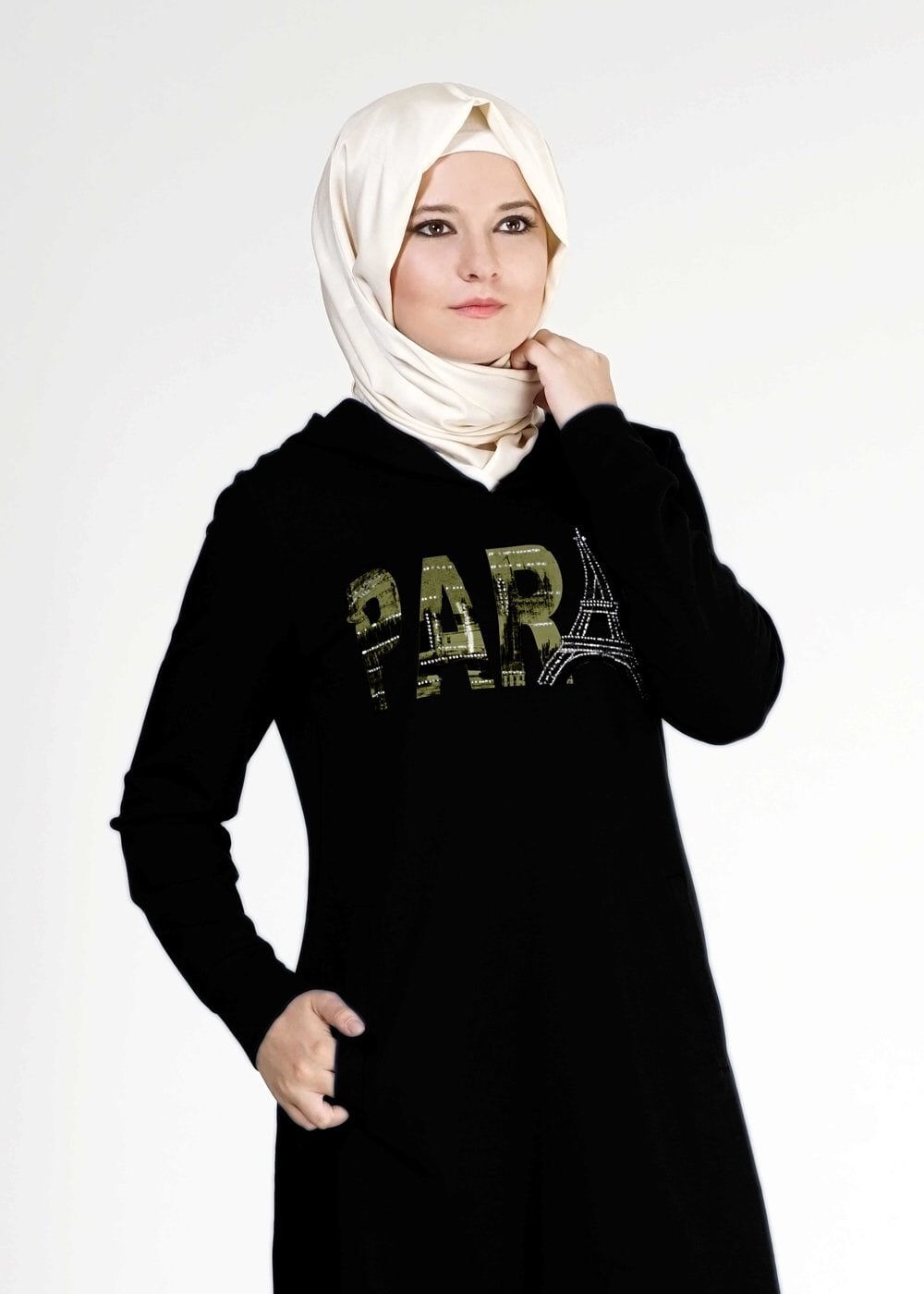 Tesettür giyim SİYAH 4819 Hilda Eşofman Tunik