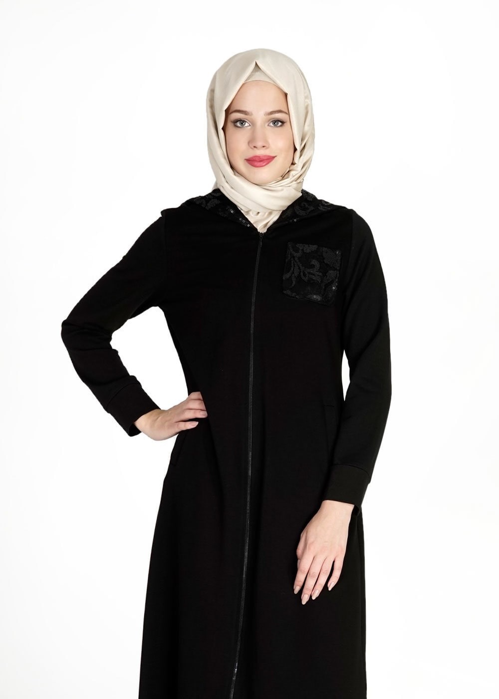 Tesettür giyim SİYAH 4821 Hilda Eşofman Tunik