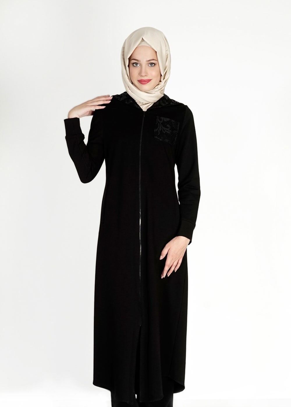 Tesettür giyim SİYAH 4821 Hilda Eşofman Tunik